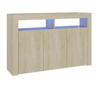 vidaXL Aparador con Luces LED Entrada Acento Pasillo Vestíbulo Recibidor Auxiliar Decoración Hogar Escritorio Mueble Color Roble Sonoma 115,5x30x75 cm