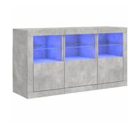 Vidaxl aparador con luces led gris hormigón 123x37x67 cm
