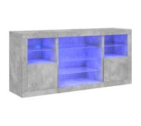 vidaXL Aparador con Luces LED Gris hormigón 142,5x37x67 cm
