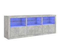 vidaXL Aparador con Luces LED Gris hormigón 181,5x37x67 cm