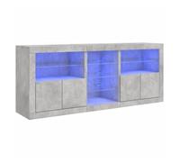 Vidaxl aparador con luces led gris hormigón 181,5x37x67 cm