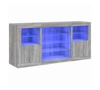 Vidaxl aparador con luces led gris sonoma 142,5x37x67 cm