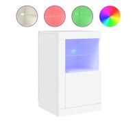 vidaXL Aparador con Luces LED, Armario de Almacenaje, Armario Auxiliar, Mueble para Salón Pasillo Cocina, Madera de Ingeniería Blanco