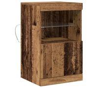 vidaXL Aparador rústico con estantes de cristal, madera maciza de madera vieja, mesa de buffet de gran solución para espacio de almacenamiento en el salón y el comedor Acabado desgastado Pieza