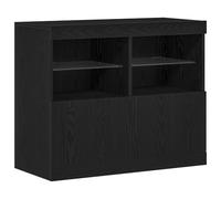 vidaXL Aparador con Luces LED Madera Roble Negro 81x37x67 cm