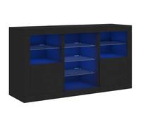 vidaXL Aparador con Luces LED Negro 123x37x67 cm, bufé, Armario de almacenaje, Mueble de almacenaje de Cocina, Mueble aparador, aparador con cajones