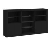 vidaXL Aparador con Luces LED Negro 181,5x37x100 cm