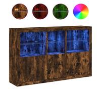 Vidaxl aparador con luces led roble ahumado 162x37x100 cm