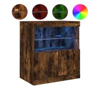 Vidaxl aparador con luces led roble ahumado 60x37x67 cm