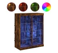 Vidaxl aparador con luces led roble ahumado 81x37x100 cm