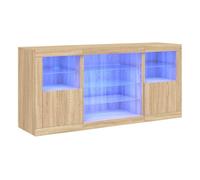 Vidaxl aparador con luces led roble sonoma 142,5x37x67 cm