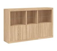 vidaXL Aparador con Luces LED, Armario Auxiliar de Almacenaje, Aparador de Comedor, Mueble para Salón Pasillo Cocina Recibidor, Roble Sonoma