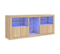 Vidaxl aparador con luces led roble sonoma 162x37x67 cm