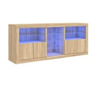 Vidaxl aparador con luces led roble sonoma 181,5x37x67 cm