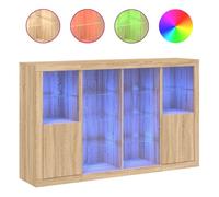 Vidaxl aparador con luz led 3 piezas madera de ingeniería roble sonoma