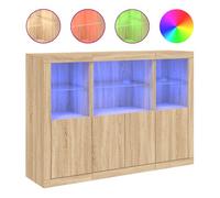 Vidaxl aparador con luz led 3 piezas madera de ingeniería roble sonoma