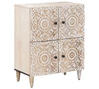 vidaXL Aparador con Puerta 60 x 33,5 x 75 cm Madera de Mango Maciza, Sala de Estar, Moderno, diseño Elegante con Muebles Minimalistas y luz cálida, para Relajarse y socializar
