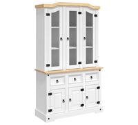 vidaXL Aparador Corona Madera Maciza Pino Mexicano Blanco 112x43x191,5cm