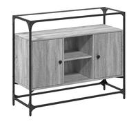 Vidaxl aparador cristal y madera ingeniería gris sonoma 98x35x81 cm