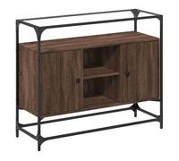 Vidaxl aparador cristal y madera ingeniería marrón roble 98x35x81 cm