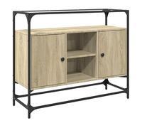 Vidaxl aparador cristal y madera ingeniería roble sonoma 98x35x81 cm