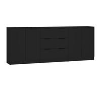 vidaXL Aparador de 3 Piezas Armario Auxiliar Alacena Mesa Consola Entrada Pasillo Vestíbulo Recibidor Mueble Madera Contrachapada Negro