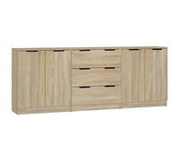 vidaXL Aparador de 3 Piezas Armario Auxiliar Alacena Mesa Consola Entrada Pasillo Vestíbulo Recibidor Mueble Madera Contrachapada Color Roble Sonoma