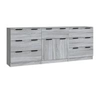 vidaXL Aparador de 3 Piezas Armario Auxiliar Alacena Mesa Consola Entrada Pasillo Vestíbulo Recibidor Mueble Madera Contrachapada Gris Sonoma