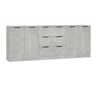 vidaXL Aparador de 3 Piezas Armario Auxiliar Alacena Mesa Consola Entrada Pasillo Vestíbulo Recibidor Mueble Madera Contrachapada Gris Hormigón