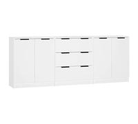 vidaXL Aparador de 3 piezas — Armario auxiliar y mesa consola, madera contrachapada, blanco