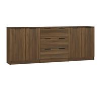 vidaXL Aparador de 3 Piezas Armario Auxiliar Alacena Mesa Consola Entrada Pasillo Vestíbulo Recibidor Mueble Madera Contrachapada Marrón Roble