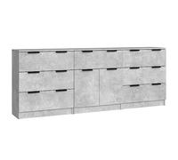 vidaXL Aparador 3 piezas – Armario auxiliar y consola, madera contrachapada, gris hormigón