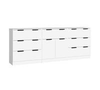 vidaXL Aparador 3 piezas - Armario auxiliar de madera contrachapada blanco