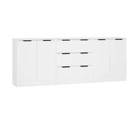 vidaXL Aparador de 3 piezas — Armario auxiliar y mesa consola, madera contrachapada, blanco