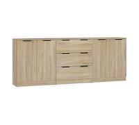 Vidaxl aparador de 3 piezas madera contrachapada color roble sonoma