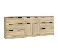vidaXL Aparador de 3 piezas – Armario auxiliar y consola en madera contrachapada, Roble Sonoma