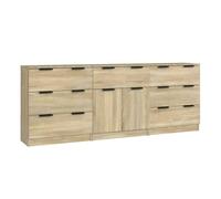 vidaXL Aparador de 3 piezas – Armario auxiliar y consola en madera contrachapada, Roble Sonoma