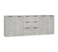 vidaXL Aparador de 3 Piezas Madera contrachapada Gris hormigón