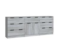 Vidaxl aparador de 3 piezas madera contrachapada gris sonoma