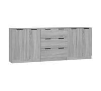 Vidaxl aparador de 3 piezas madera contrachapada gris sonoma