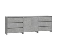 Vidaxl aparador de 3 piezas madera manufacturada gris hormigón