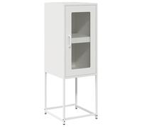 vidaXL Aparador de Acero Laminado en frío Blanco 36x39x107 cm, Mueble de almacenaje, Mueble aparador, Mueble de Pasillo, Buffet