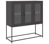 vidaXL Aparador de Acero Laminado en frío Negro 100,5x39x107 cm, Mueble de almacenaje, Mueble aparador, Mueble de Pasillo, Buffet