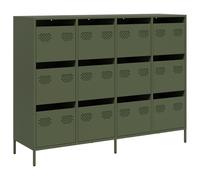 vidaXL Aparador de Acero Laminado en frío Verde Oliva 135x39x103,5 cm, Armario de almacenaje, Mueble aparador, Armario de almacenaje de Cocina, Buffet