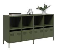 vidaxl Aparador de acero laminado en frío verde oliva 135x39x73,5 cm