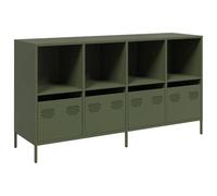 vidaXL Aparador de Acero Laminado en frío Verde Oliva 135x39x73,5 cm, Armario de almacenaje, Mueble aparador, Armario de almacenaje de Cocina, Buffet