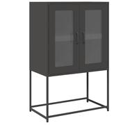 vidaXL Aparador de Acero Negro 68x39x107 cm, Armario, aparador, Armario Alto, Mueble Auxiliar, Armario de almacenaje, aparador Alto, Mueble Buffet