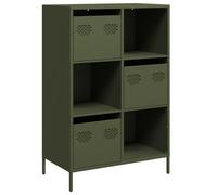 vidaXL Aparador de Acero Verde Oliva 68x39x103,5 cm, Armario para Libros, Armario Moderno para Libros, Armario estantería de Almacenamiento