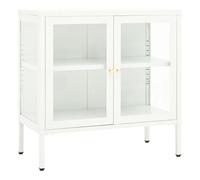 Vidaxl aparador de acero y vidrio blanco 70x35x70 cm