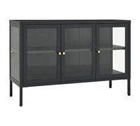 vidaXL Aparador Armario Auxiliar Lateral Alacena Sala de Estar Almacenaje Organizador Salón Mueble de Acero y Vidrio Gris Antracita 105x35x70 cm